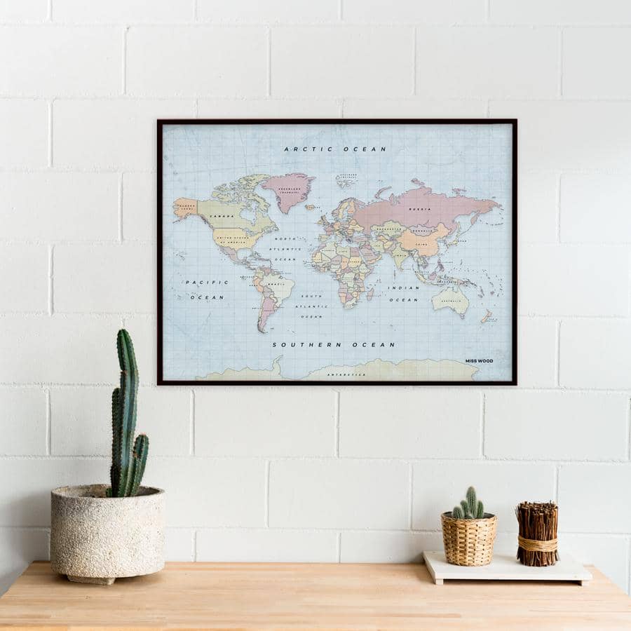 Mapamundi corcho - Woody Map Watercolor New Classic - Misswood