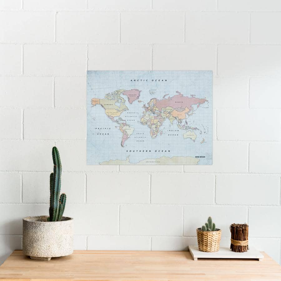 Mapamundi corcho - Woody Map Watercolor New Classic - Misswood
