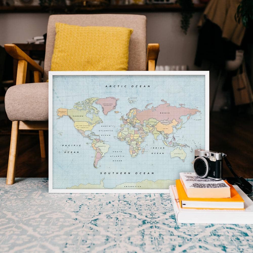 Mapamundi corcho - Woody Map Watercolor New Classic - Misswood
