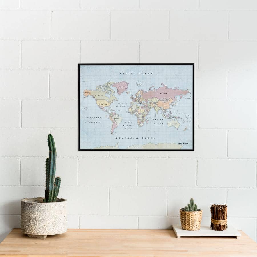 Mapamundi corcho - Woody Map Watercolor New Classic - Misswood