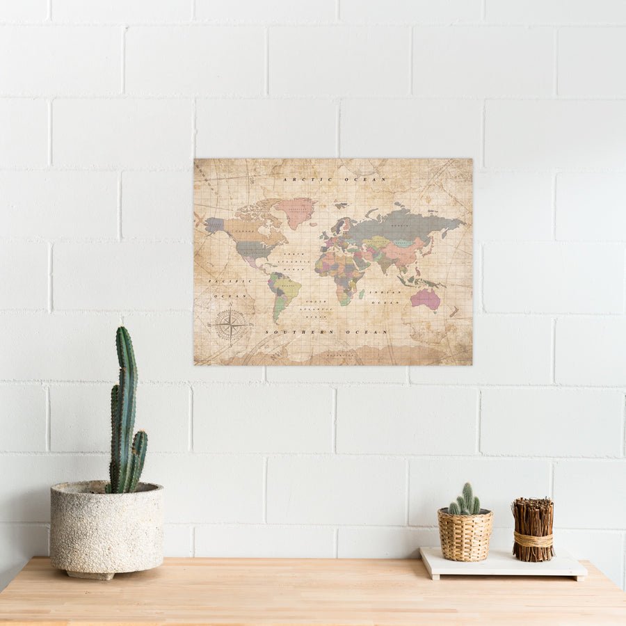 Mapamundi corcho - Woody Map Watercolor Old School - Misswood