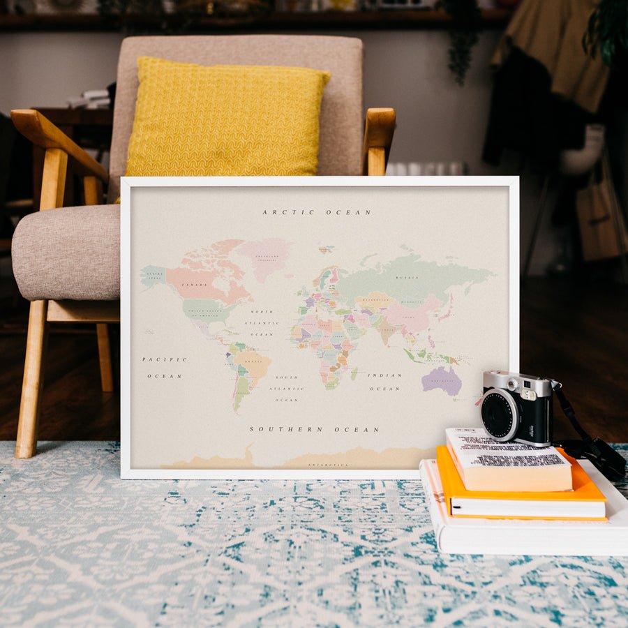Mapamundi corcho - Woody Map Watercolor Retro - Misswood