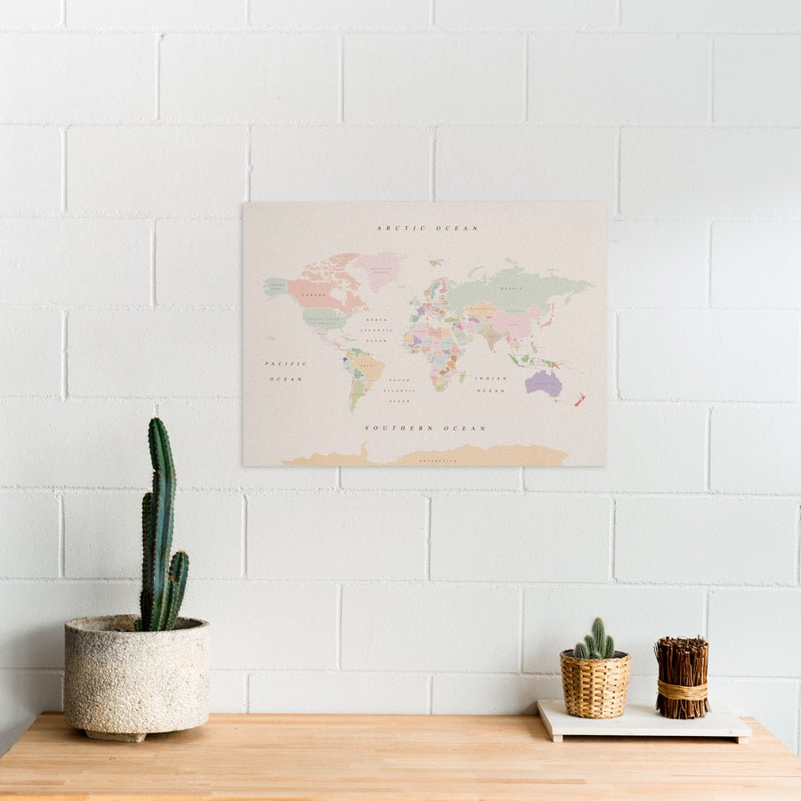 Mapamundi corcho - Woody Map Watercolor Retro - Misswood