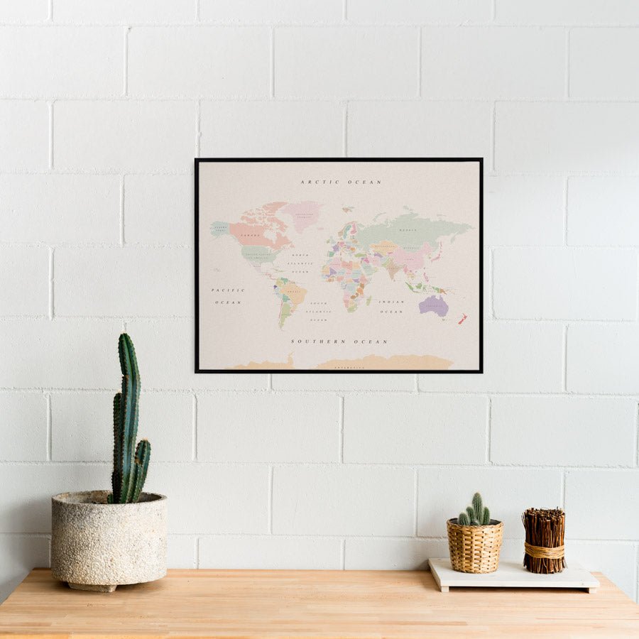 Mapamundi corcho - Woody Map Watercolor Retro - Misswood