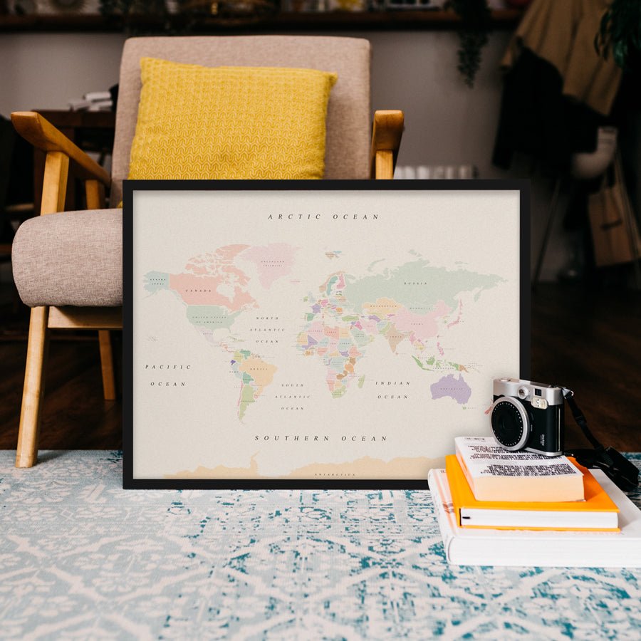 Mapamundi corcho - Woody Map Watercolor Retro - Misswood