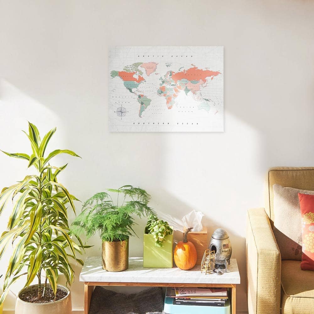 Mapamundi corcho - Woody Map Watercolor Terracota - Misswood