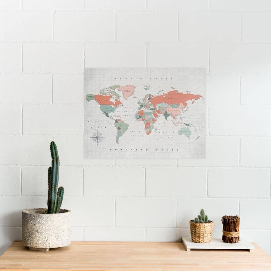 Mapamundi corcho - Woody Map Watercolor Terracota - Misswood
