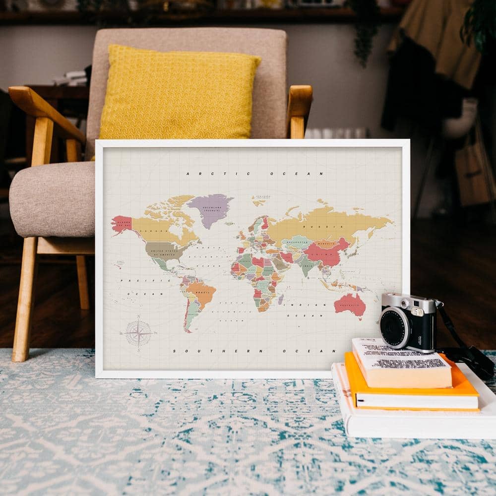 Mapamundi corcho - Woody Map Watercolor Tropical - Misswood