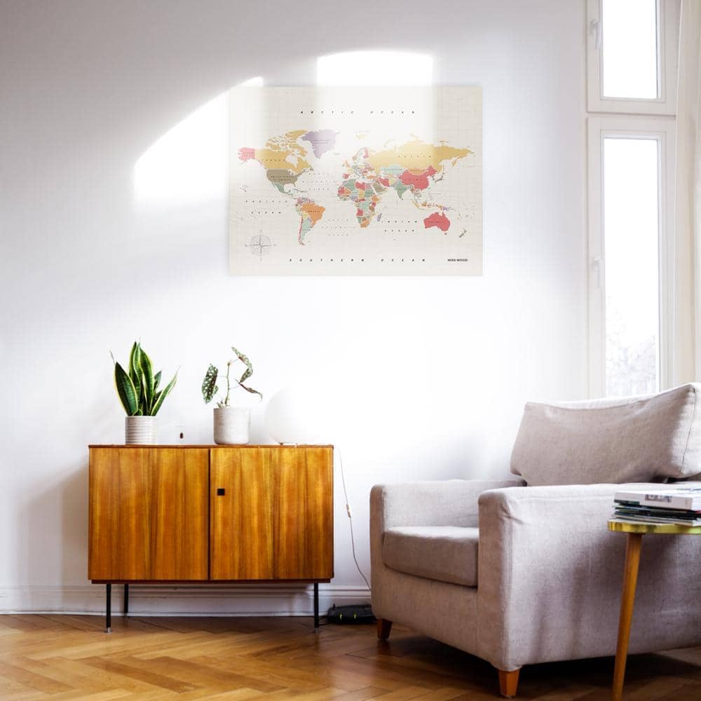 Mapamundi corcho - Woody Map Watercolor Tropical - Misswood