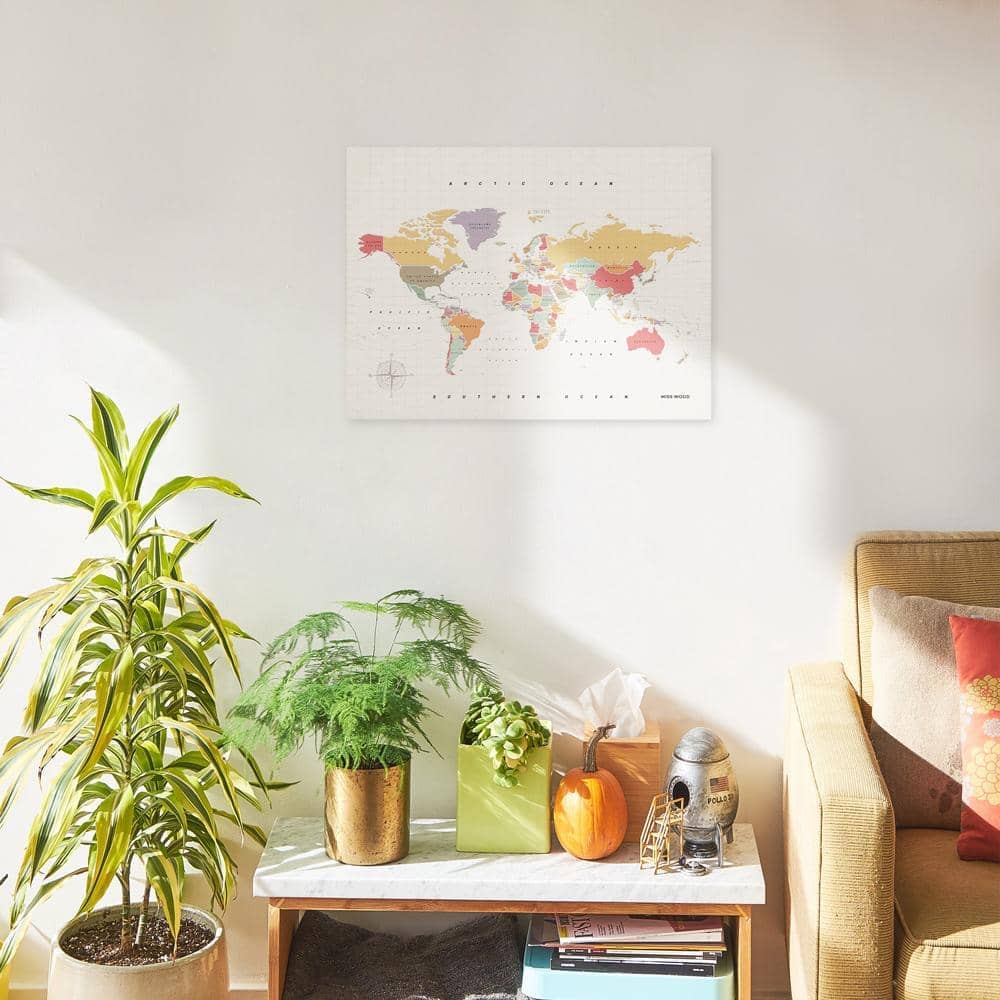 Mapamundi corcho - Woody Map Watercolor Tropical - Misswood