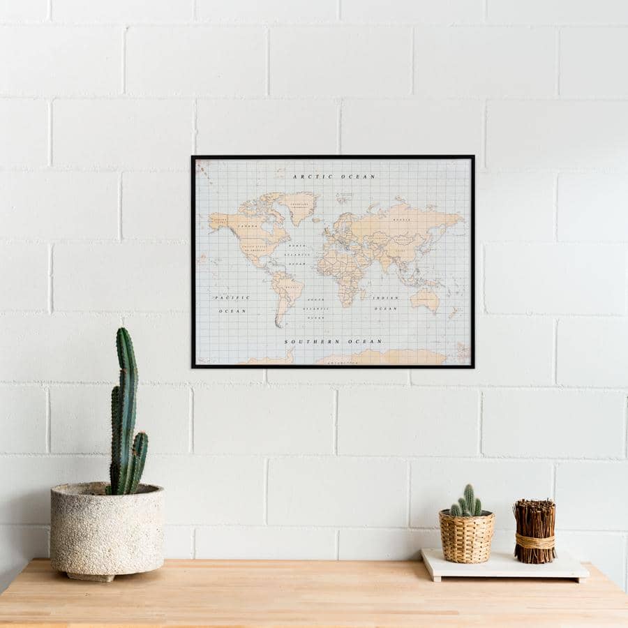 Mapamundi corcho - Woody Map Watercolor Vintage - Misswood