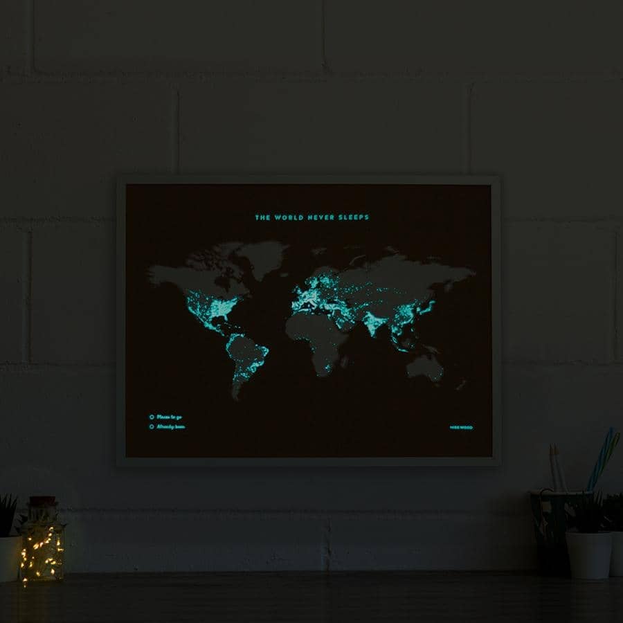 Mapa de corcho - Woody Map Fluor Edition-60 x 45 cm / Marco Blanco-60 x 45 cm-Marco Blanco-Misswood