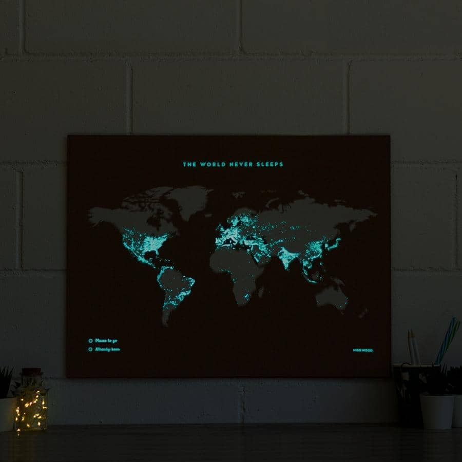 Mapa de corcho - Woody Map Fluor Edition-90 x 60 cm / Sin marco-90 x 60 cm-Sin marco-Misswood