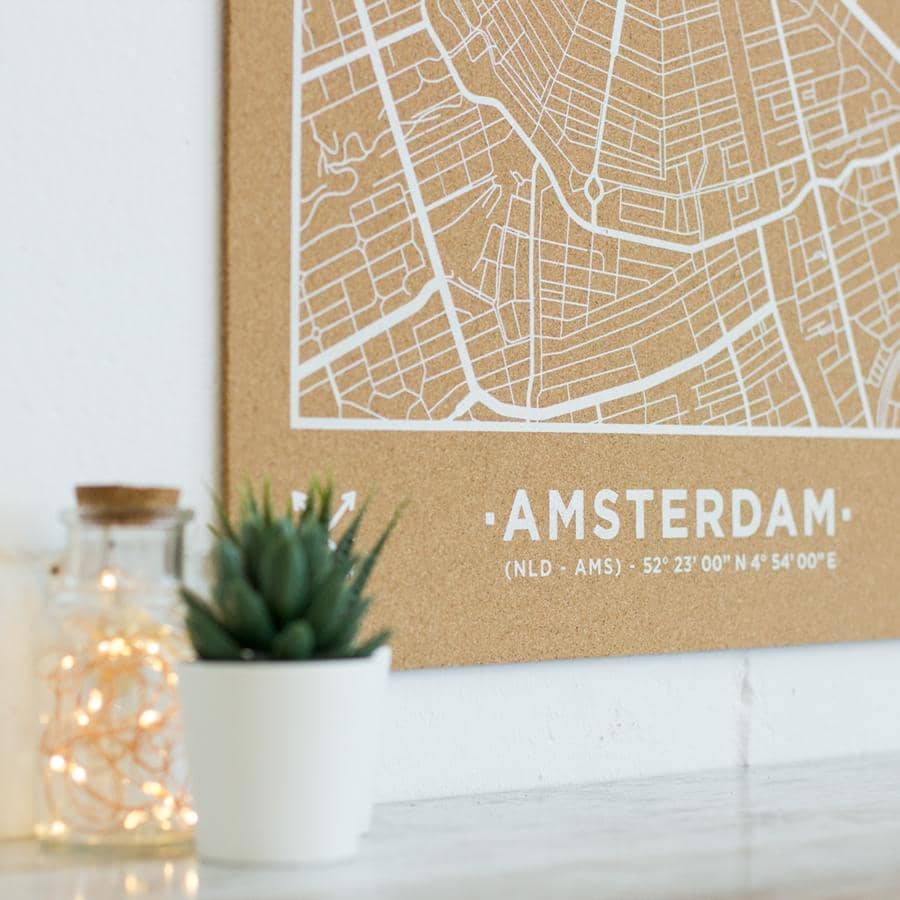Mapa de corcho - Woody Map Natural Amsterdam----Misswood