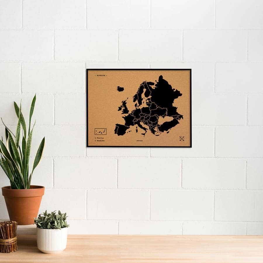 Mapa de corcho - Woody Map Natural Europa-Negro / 60x45 cm / Marco Negro-Negro-60x45 cm-Marco NegroMisswood