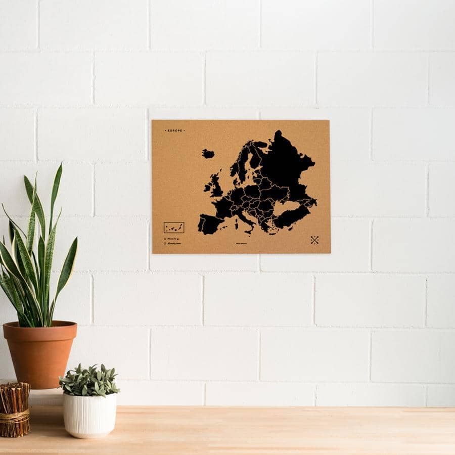 Mapa de corcho - Woody Map Natural Europa-Negro / 60x45 cm / Sin marco-Negro-60x45 cm-Sin marcoMisswood
