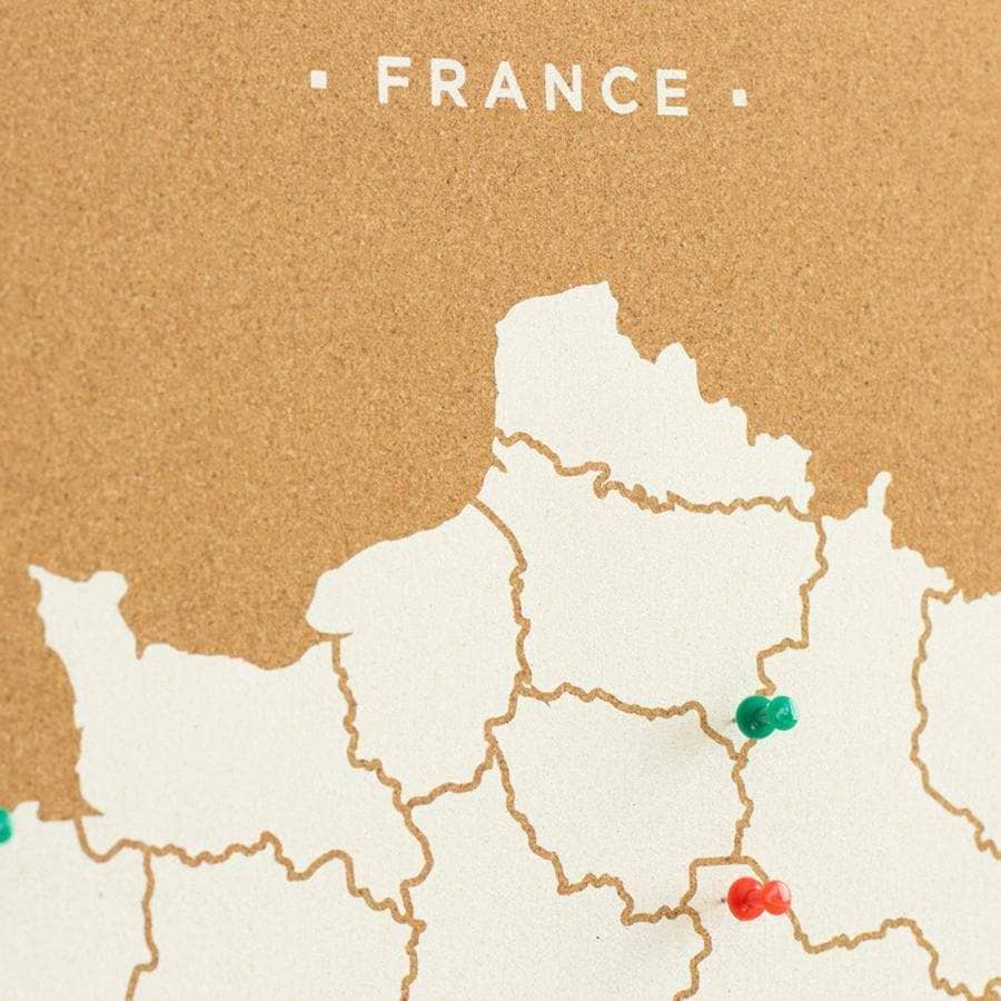 Carte de France sur toile avec tableau d'affichage en liège pour épingler  les destinations - Tableaux de toile de carte de France de haute qualité de  différentes tailles (60x60 cm, model 4) 